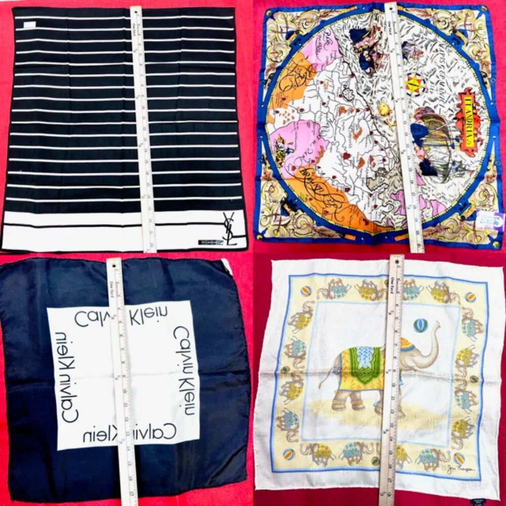 BUNDLE 4: YSL-JIM THOMPSON-CALVIN K-KAWAURA Scarf/Handker Cotton/Silk 23